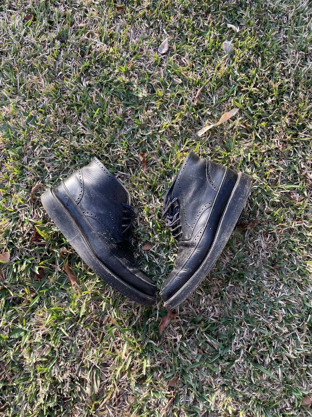 Dior homme Black Leather Wingtip Brogue Platform Boots